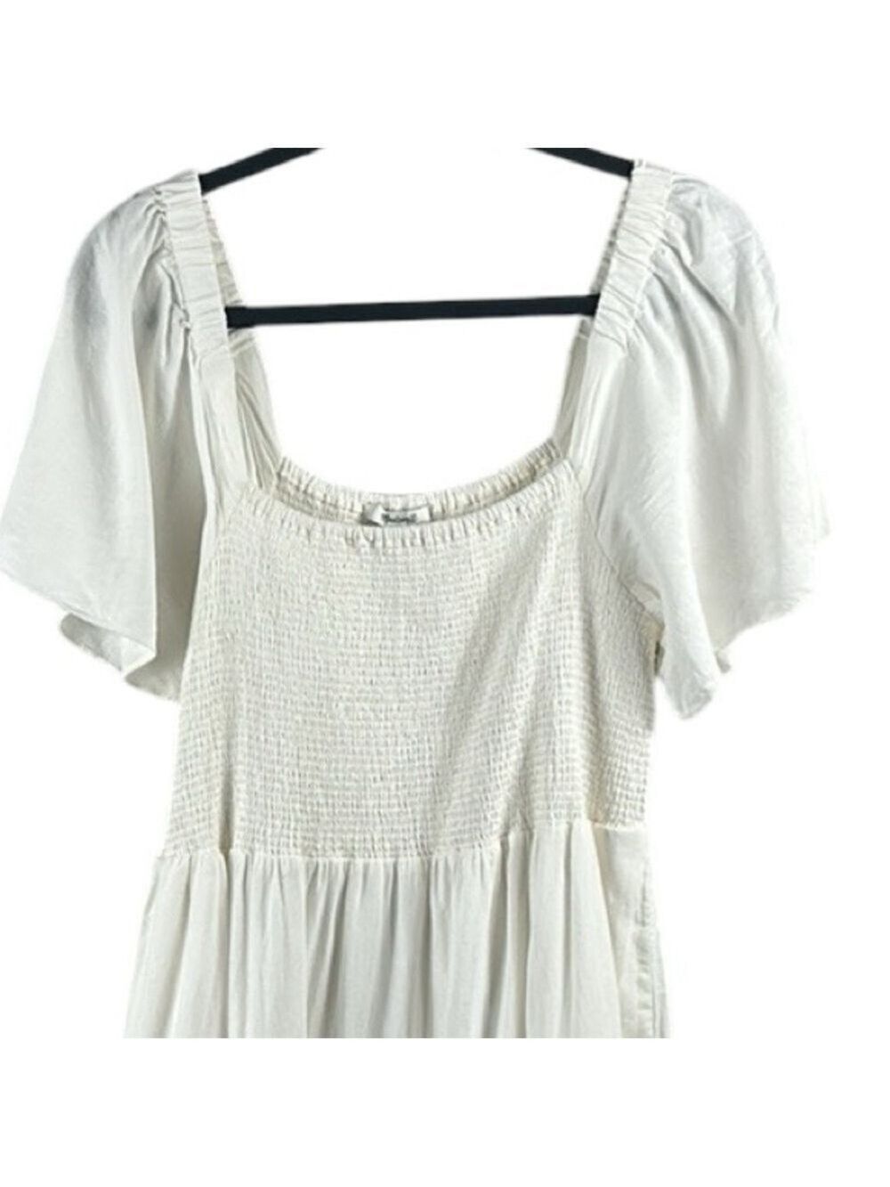 Madewell Flutter Sleeve Smocked Linen MIDI Dress Size XLP - Picture 4 of 8